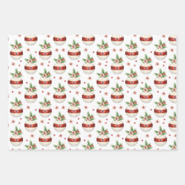 Pink Christmas Ornament Geschenkpapier Set