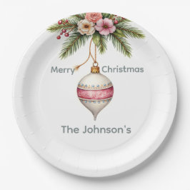 Pink Christmas Ornament Pappteller