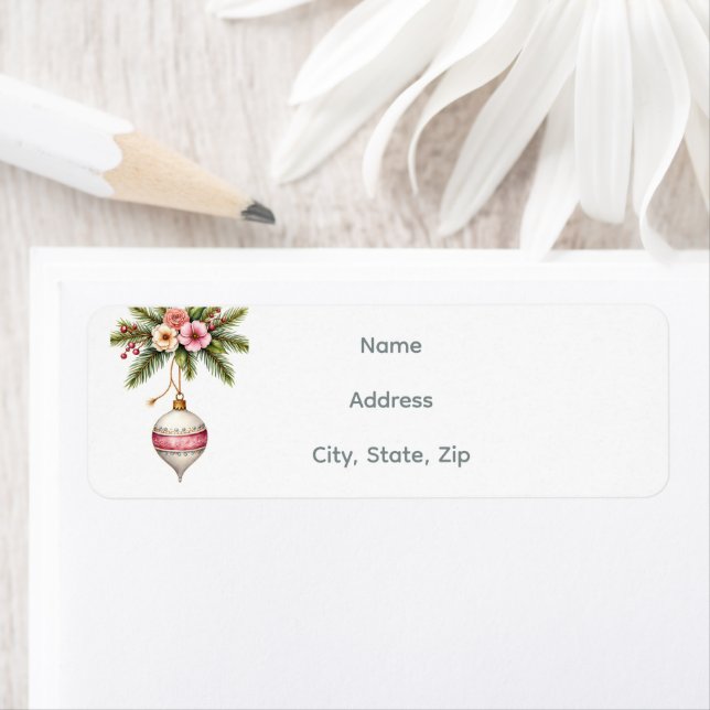 Pink Christmas Ornament Return Address (Insitu)