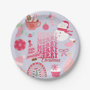 Pink Christmas Pappteller