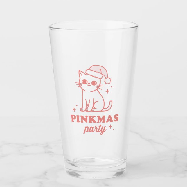 Pink Christmas party pinkmas aesthetic girly cat Glas (Vorderseite)