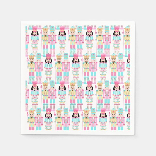 Pink Christmas Paste Nutcracker Ballet Soldiers Serviette (Vorderseite)