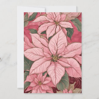 Pink Christmas Poinsettia Design Feiertagskarte