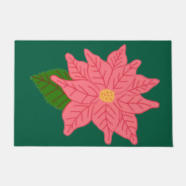 Pink Christmas Poinsettia Fußmatte