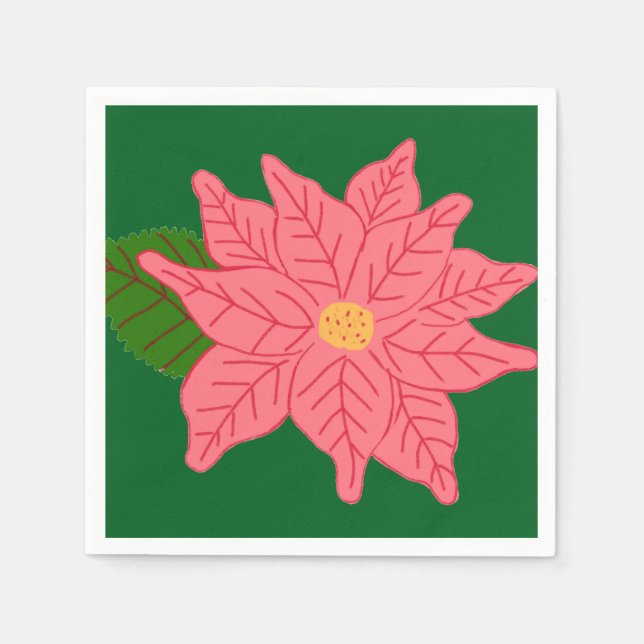Pink Christmas Poinsettia  Serviette (Vorderseite)