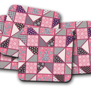 Pink Christmas Quilt Christmas Cork Untersetzer
