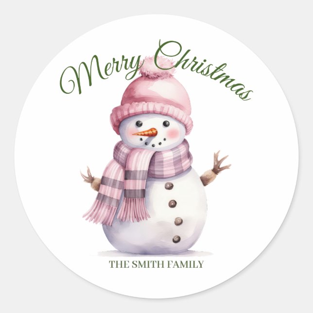 Pink Christmas Runder Aufkleber (Vorderseite)