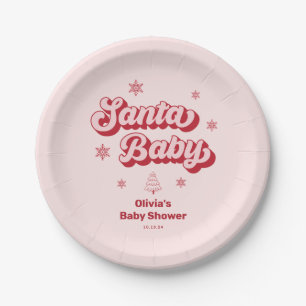 Pink Christmas Santa Baby Babydusche Pappteller