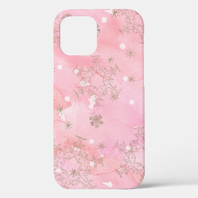 Pink Christmas Snowflakes Boho Pattern Case-Mate iPhone Hülle (Rückseite)