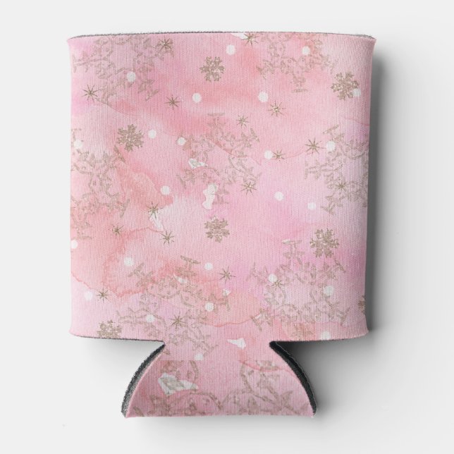 Pink Christmas Snowflakes Boho Pattern Dosenkühler (Vorderseite)