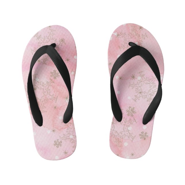Pink Christmas Snowflakes Boho Pattern Kinderbadesandalen (Fußbett)