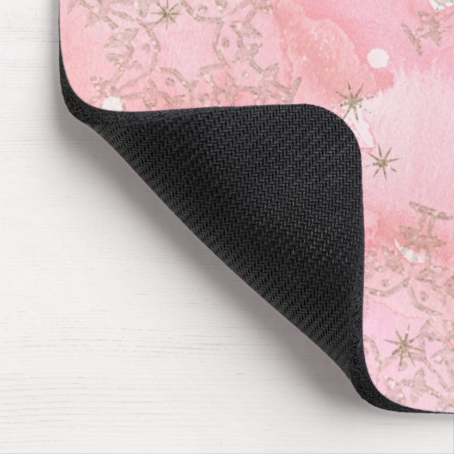 Pink Christmas Snowflakes Boho Pattern Mousepad (Ecke)