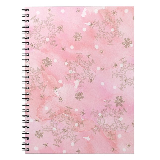 Pink Christmas Snowflakes Boho Pattern Notizblock (Vorderseite)