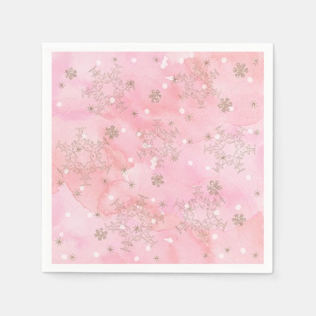 Pink Christmas Snowflakes Boho Pattern Serviette (Vorderseite)