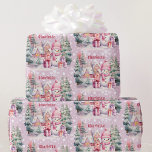 Pink Christmas Snowman fügt Girl's Name hinzu Geschenkpapier<br><div class="desc">Pink Weihnachts-Schneemann fügen Girls Name Wrapping Paper hinzu</div>
