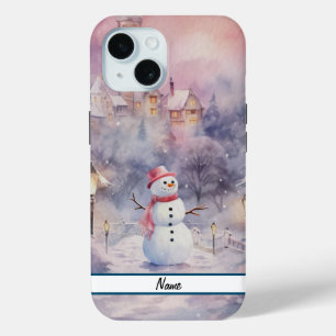 Pink Christmas Snowman Tough Case-Mate iPhone Hülle