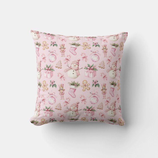 Pink Christmas Throw Kissen (Vorderseite)