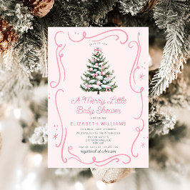 Pink Christmas Tree A Merry Little Baby Shower Einladung