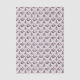 Pink Christmas Tree and Candle Seidenpapier