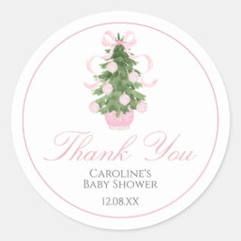 Pink Christmas Tree Baby Shower Sticker