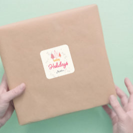 Pink Christmas tree boho Quadratischer Aufkleber