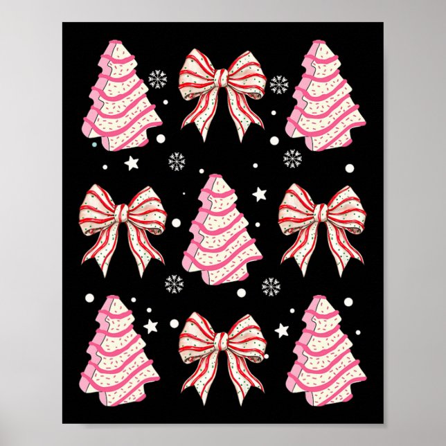 Pink Christmas Tree Cake Trendy Coquette Bow Chris Poster (Vorne)