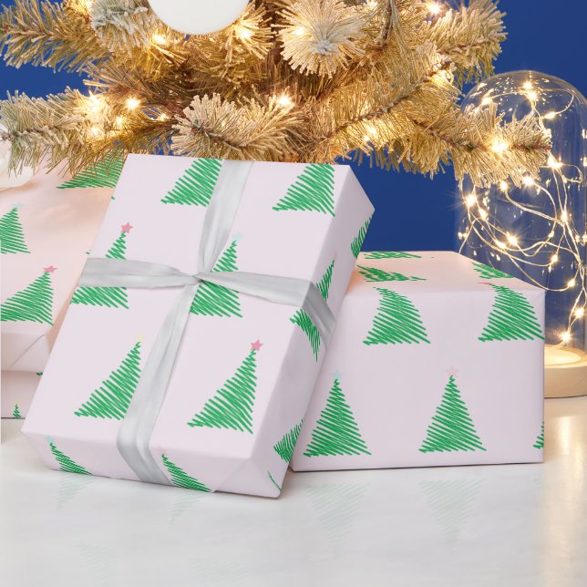 Pink Christmas Tree Geschenkwrap Geschenkpapier (Feiertage)