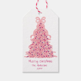 Pink Christmas Tree Pink Bow Geschenkanhänger