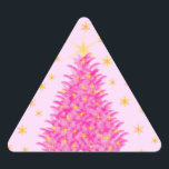 Pink Christmas Tree Stars Dreieckiger Aufkleber<br><div class="desc">Pink Christmas Tree Stars Triangle Sticker</div>