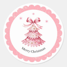 Pink Christmas Tree Sticker Pack Merry Christmas