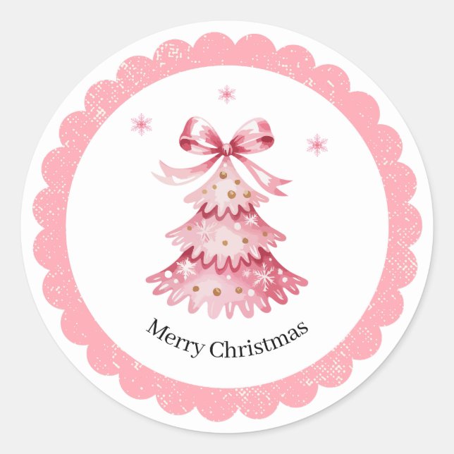 Pink Christmas Tree Sticker Pack Merry Christmas (Vorderseite)