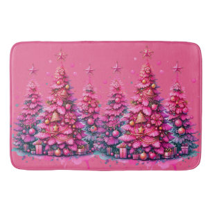Pink Christmas Tree Trendy Preppy Ästhetik Badematte