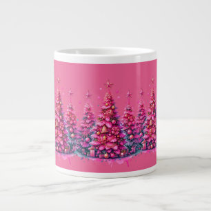 Pink Christmas Tree Trendy Preppy Ästhetik Jumbo-Tasse