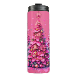 Pink Christmas Tree Trendy Preppy Ästhetik Thermosbecher