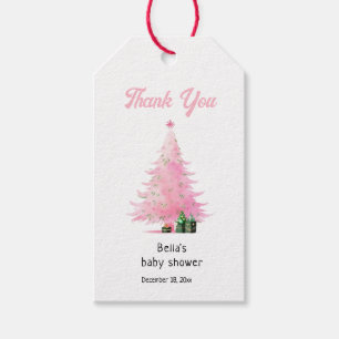 Pink Christmas Winter Tree Kinderdusche Danke Geschenkanhänger