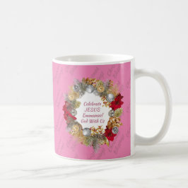 Pink Christmas Wreath Monogram Kaffeetasse