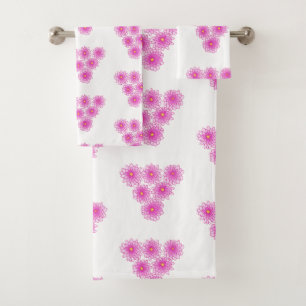Pink Chrysantemums Mums Muster von 6 Handtuch Set