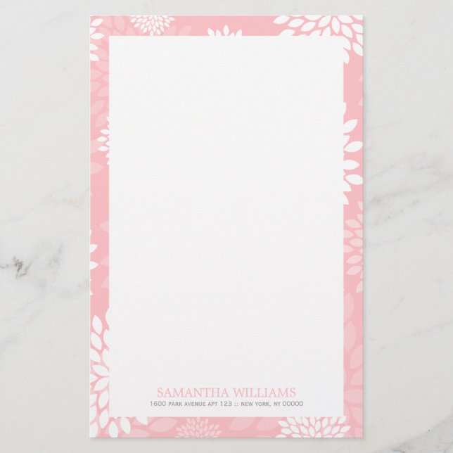 Pink Chrysanthema Blumenmuster Briefpapier (Vorderseite)