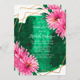 Pink Chrysanthemums Geometrischer Junggeselinnen-A Einladung