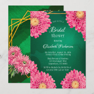 Pink Chrysanthemums Geometrisches Brautparty Einladung