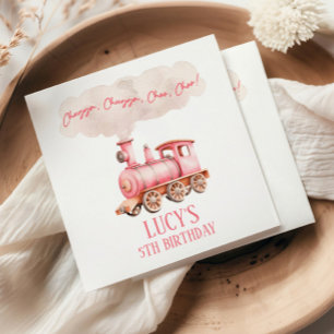 Pink Chugga Choo Choo Vintager Zug Geburtstagspart Serviette