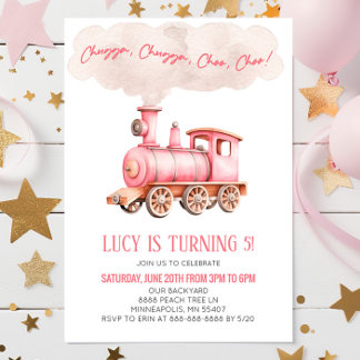 Pink Chugga Choo Choo Zug Geburtstagsparty Einladung