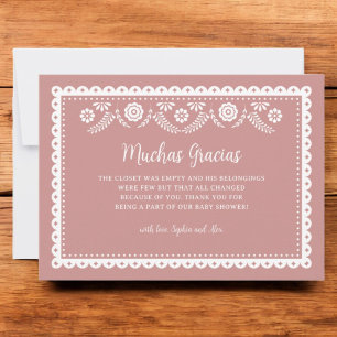 Pink Cielito Lindo Baby Shower Muchas Gracias Dankeskarte