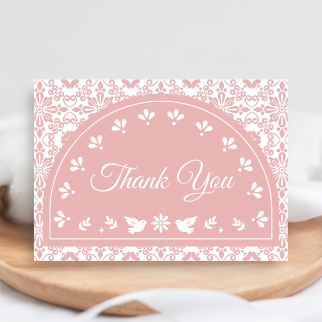 Pink Cielito Lindo Papel Picado Baby Shower Dankeskarte (Cielito Lindo Papel Picado Fiesta Baby Shower Thank You Card)