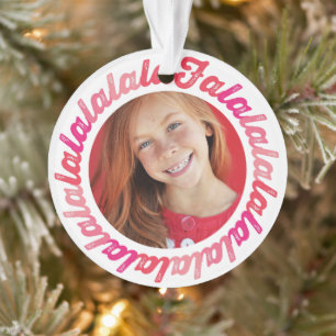 Pink Circle Falalala Bold Script Foto Weihnachten Ornament