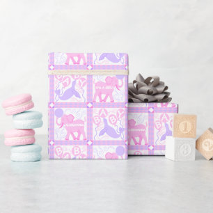 Pink Circus Babydusche Muster Personalisiert Geschenkpapier
