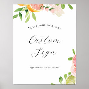 Pink Citrus Benutzerdefiniertes Textzeichen Poster