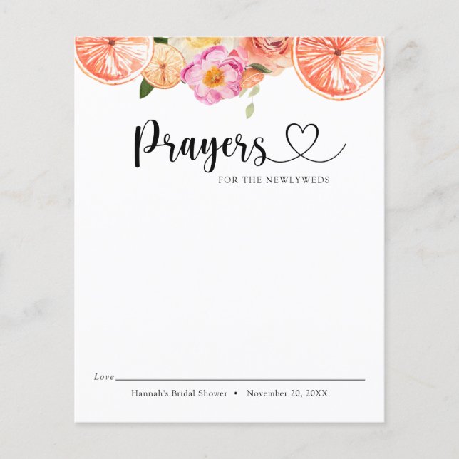 Pink Citrus Blume Gebete für die Neugeborenen (Vorderseite)