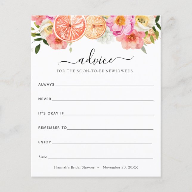 Pink Citrus Blume Ratschläge für die Neugeborenen (Vorderseite)