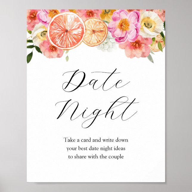 Pink Citrus Date Night Ideas Brautparty Signatur Poster (Vorne)